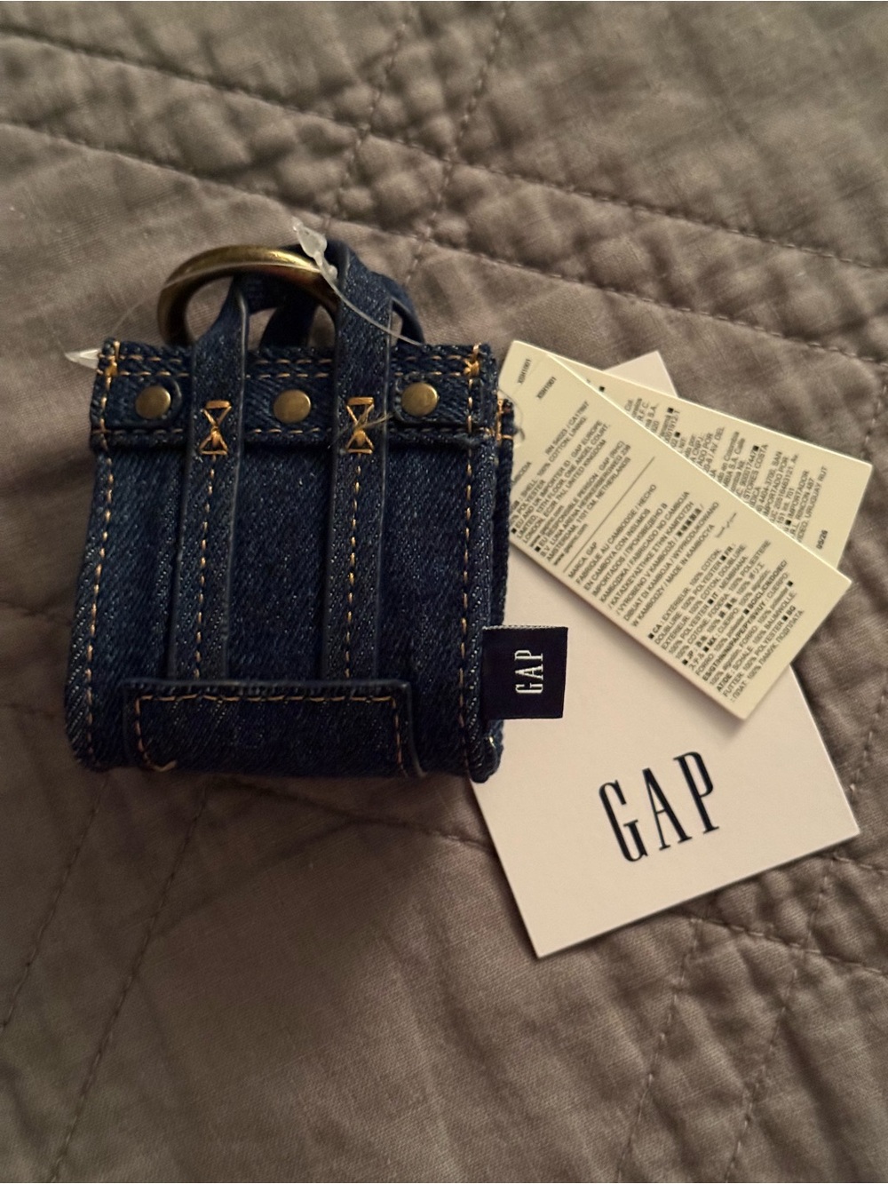 GAP Denim Five Pocket Tote Headphone Case Holder Bag Charm